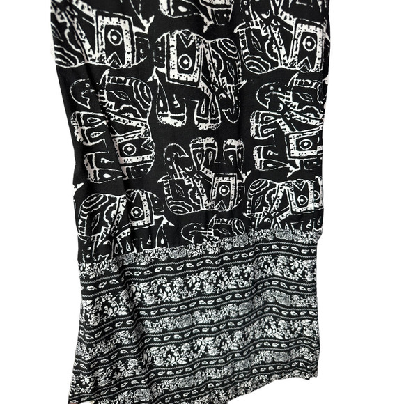 Merona Wide Leg Boho Pants High Rise Elephant Tribal Print Size Large - Picture 3 of 6